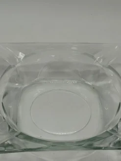 Cendrier vintage carré en verre, design minimaliste