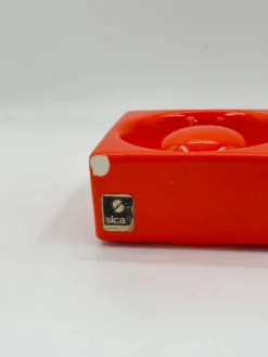 Cendrier vintage en céramique orange Sicart
