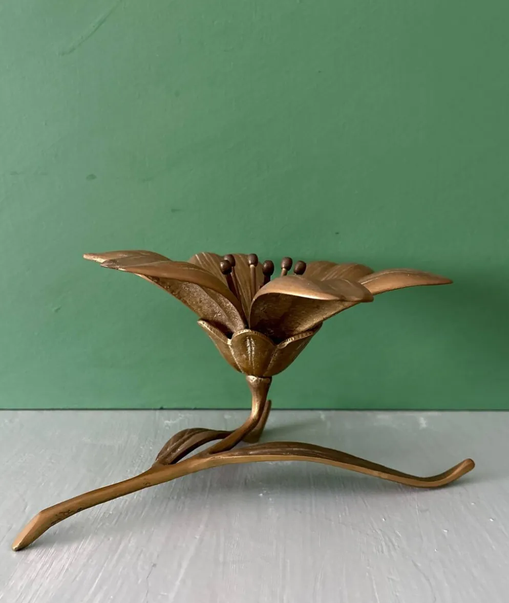 Cendrier vintage en laiton en forme de fleur