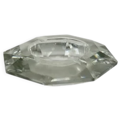 Cendrier vintage en verre cristal taillé à motif diamant, forme allongée