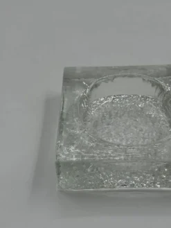 Cendrier vintage en verre effet glace, style brutaliste
