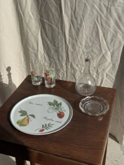 Cendrier vintage en verre moulé en forme de fleur D14 H2,5