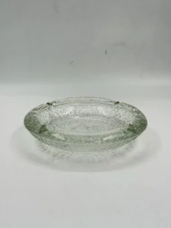 Cendrier vintage en verre texturé effet écorce avec quatre repose-cigarettes