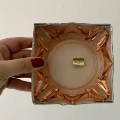 Cendrier vintage Luminarc en verre rose