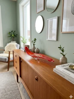Centre de table en verre soufflé vintage des années 70 - 65 cm