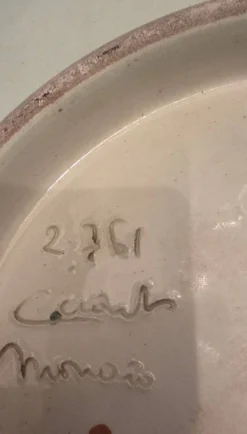 Cerart Monaco Plat Rond Sur Petit Pied Céramique Emaillée Vers 1950