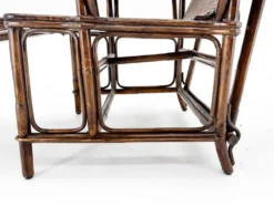 Chaise longue Art Déco française en bambou et osier