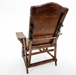 Chaise longue Art Déco française en bambou et osier