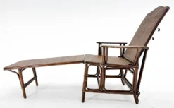 Chaise longue Art Déco française en bambou et osier