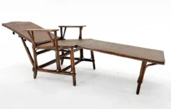 Chaise longue Art Déco française en bambou et osier