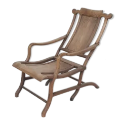 Chaise longue chinoise du 19ème siècle en bois massif