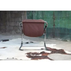 Chaise longue d'appoint chromée postmoderne