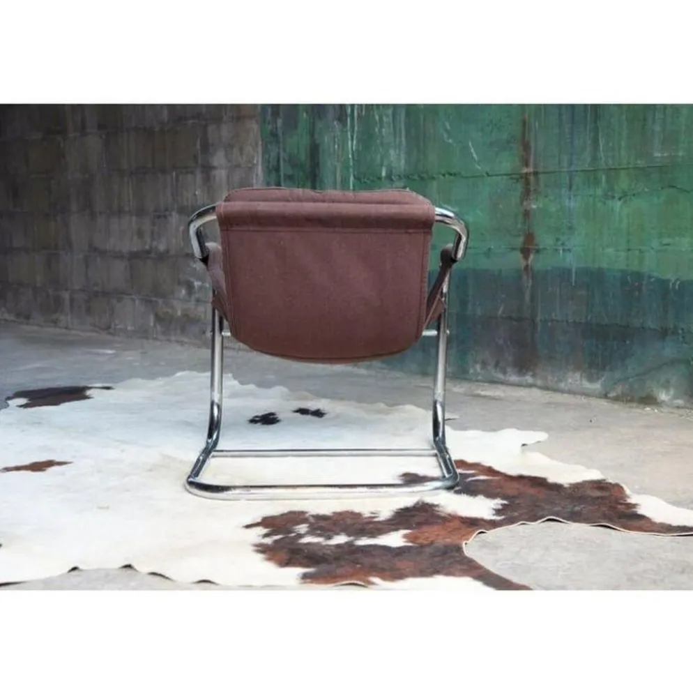 Chaise longue d'appoint chromée postmoderne
