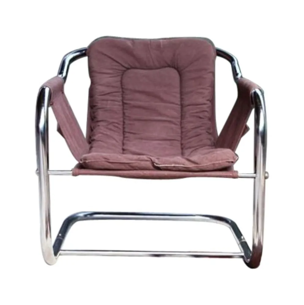 Chaise longue d'appoint chromée postmoderne