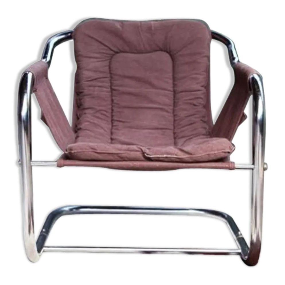 Chaise longue d'appoint chromée postmoderne