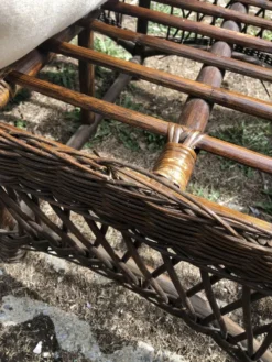 Chaise longue en bambou et rotin avec son matelas