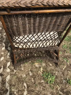 Chaise longue en bambou et rotin avec son matelas