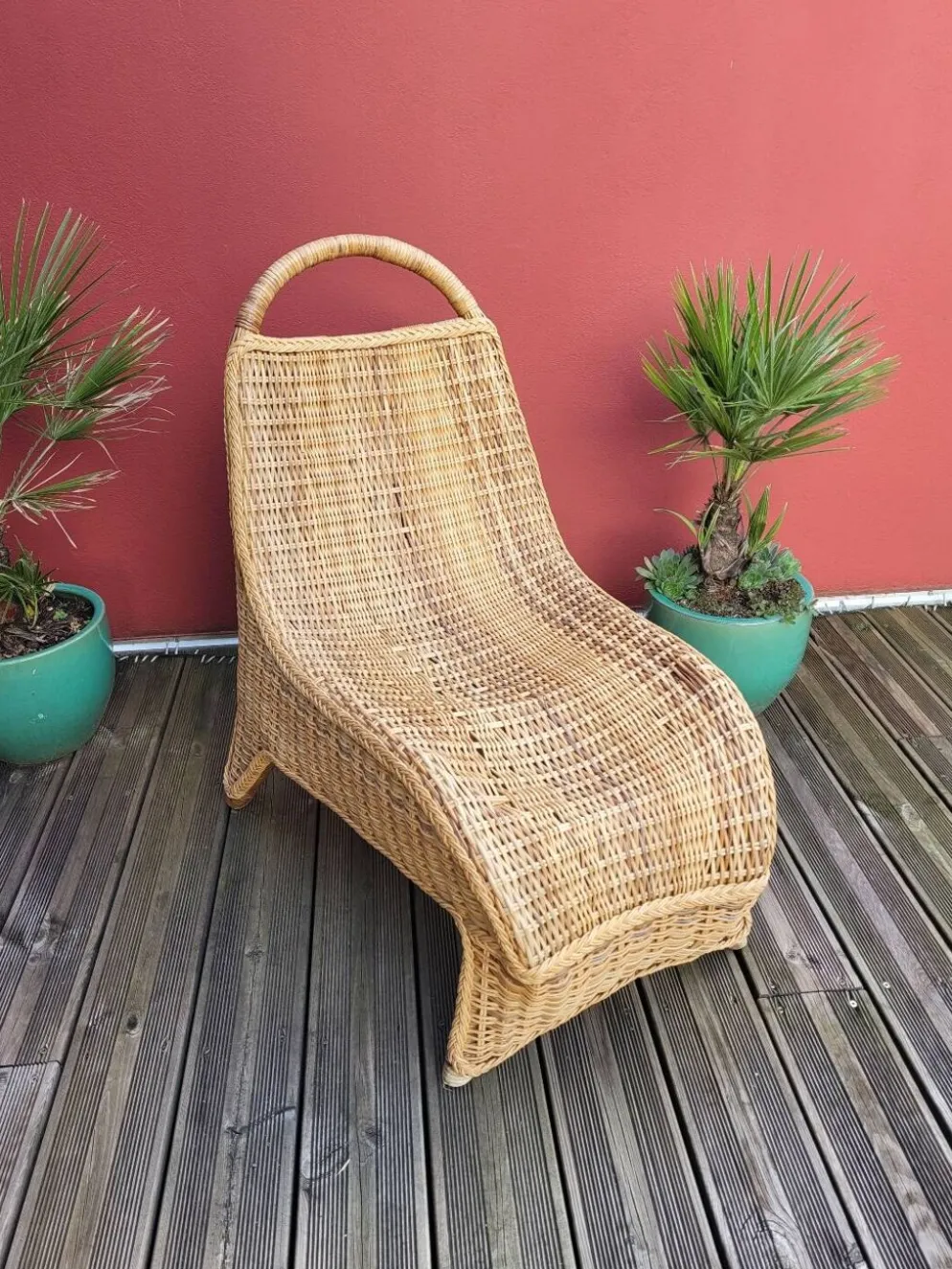 Chaise-longue en bambou et rotin