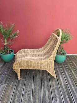 Chaise-longue en bambou et rotin