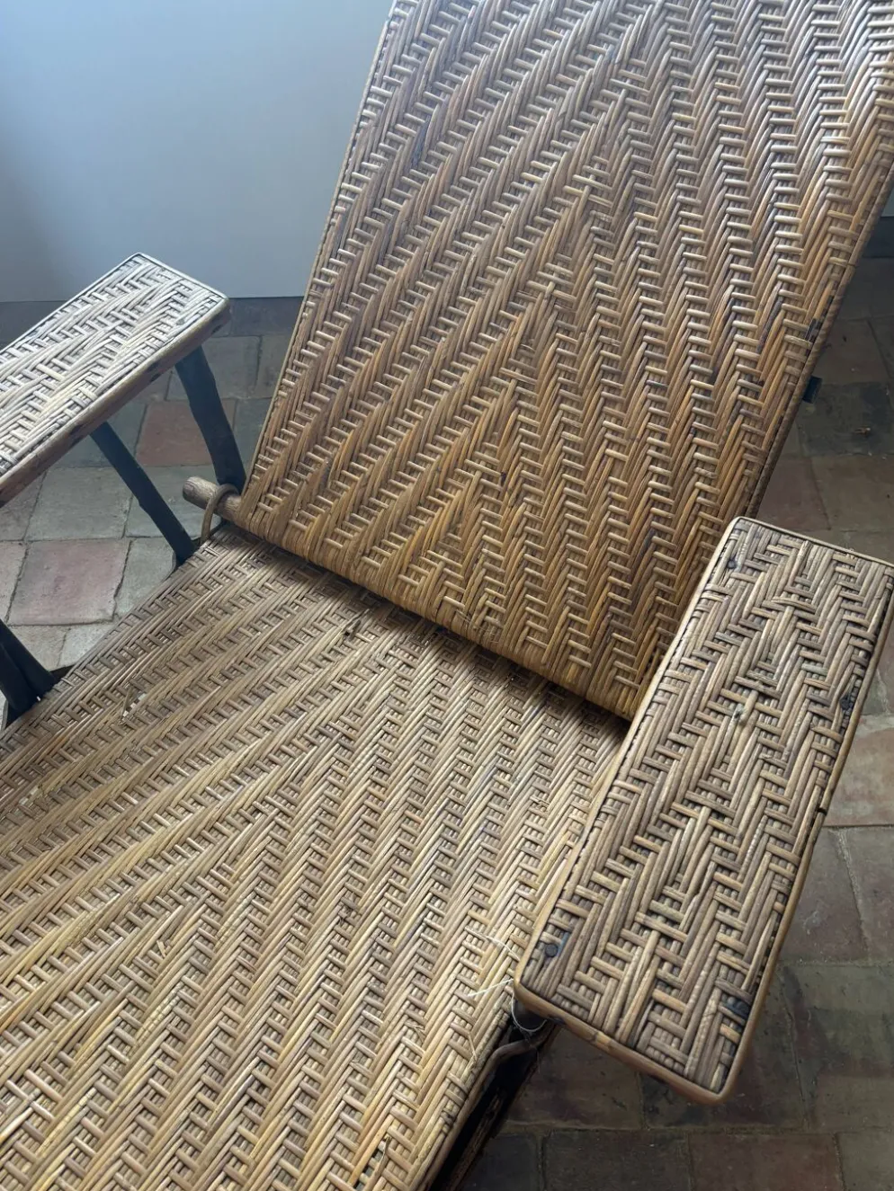 Chaise longue en rotin