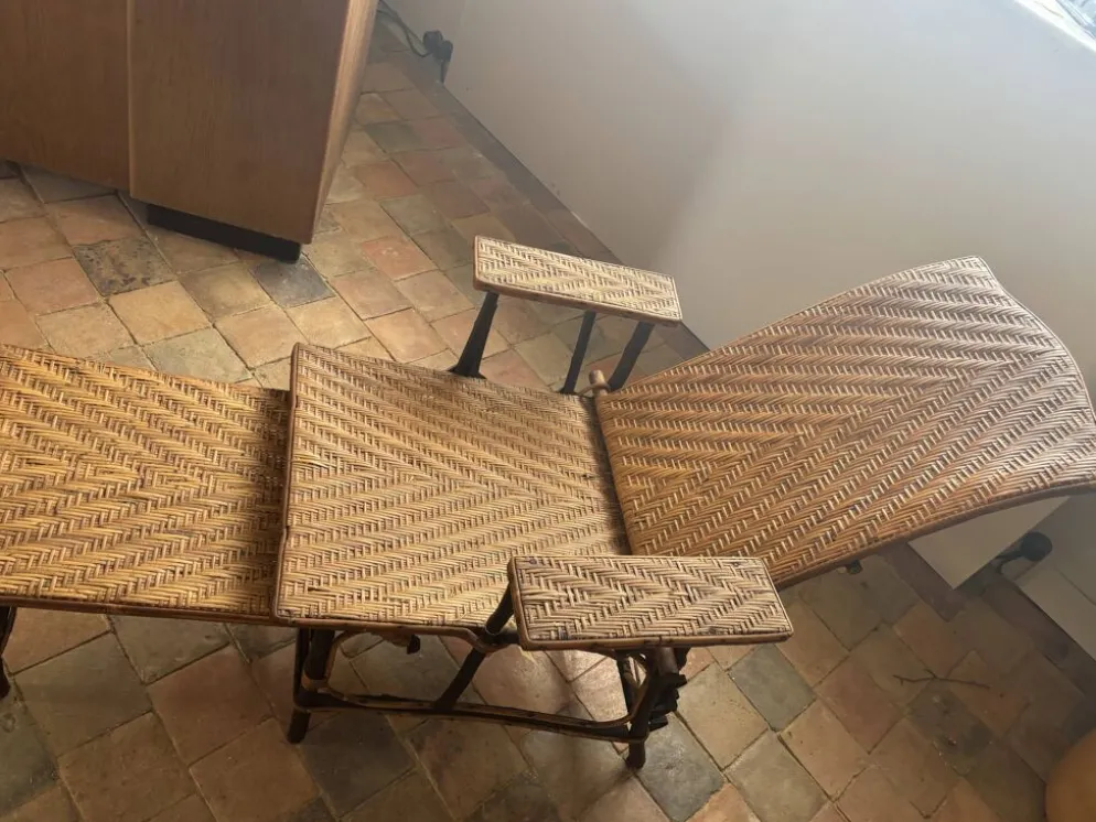 Chaise longue en rotin