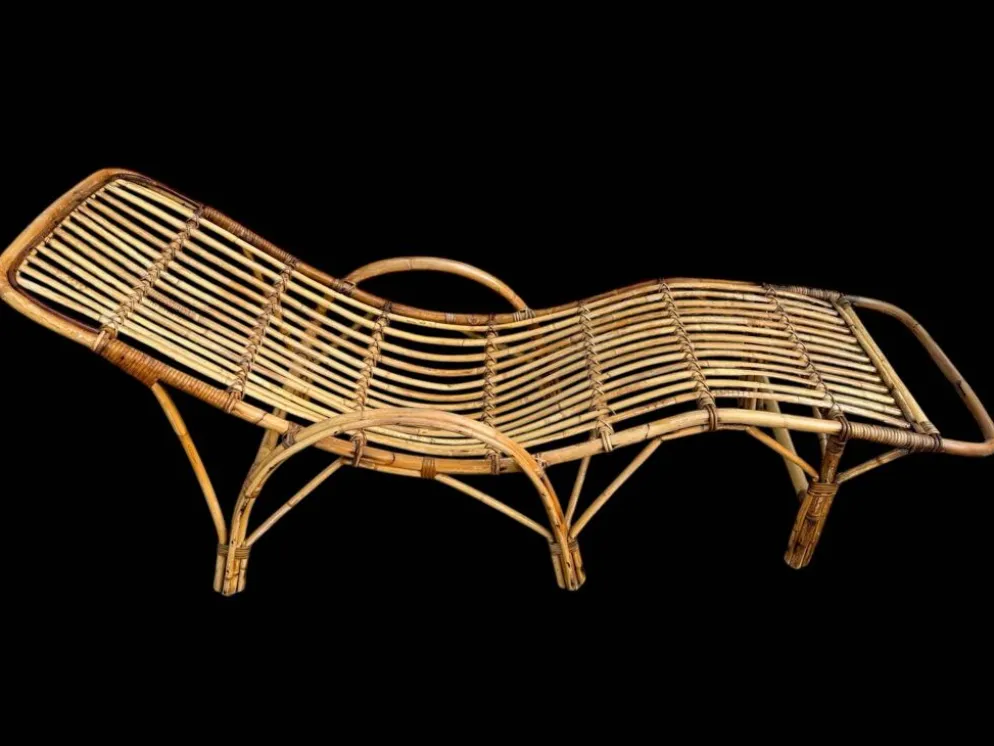 Chaise-longue en rotin italien