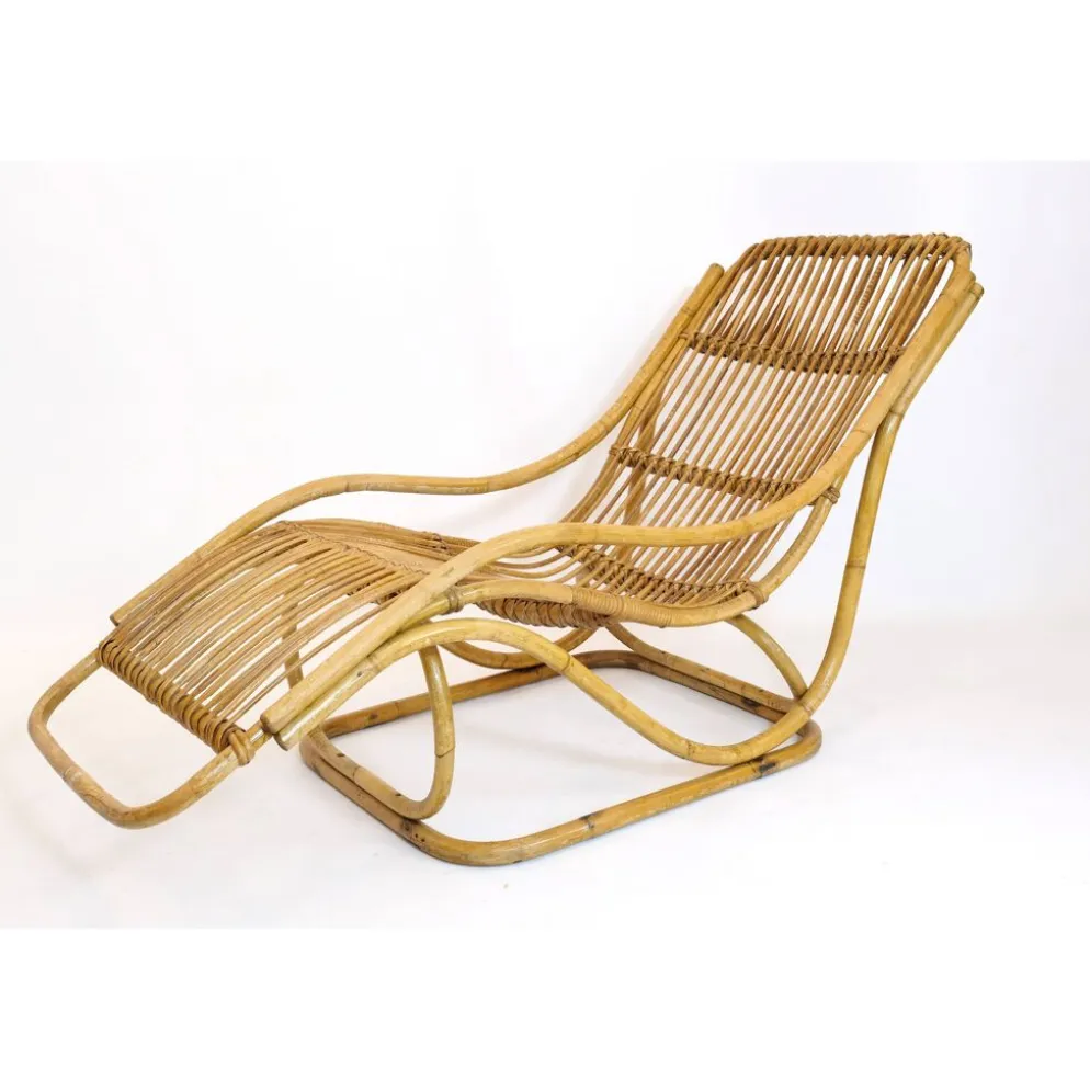 Chaise longue en rotin, Italie, années 60.