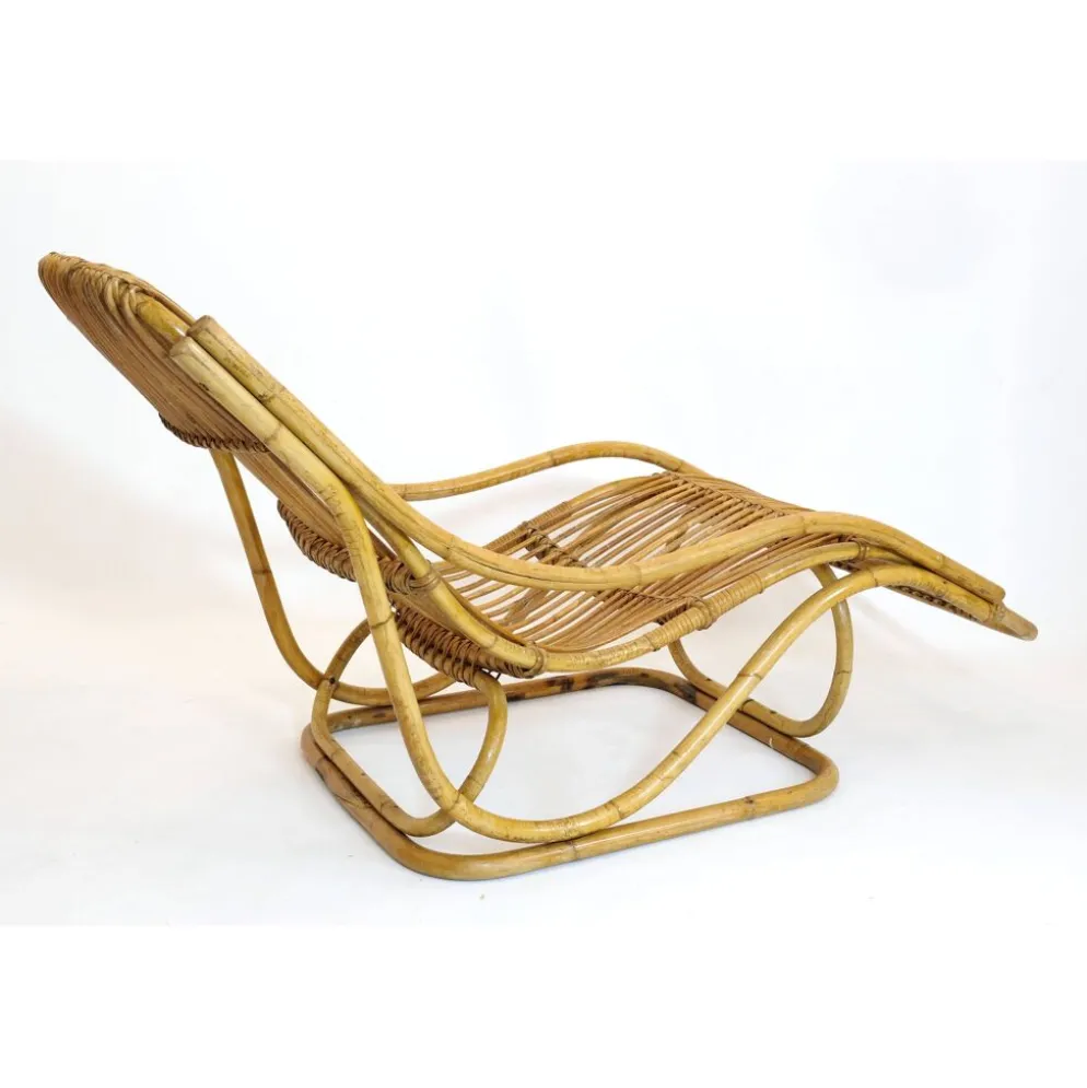 Chaise longue en rotin, Italie, années 60.
