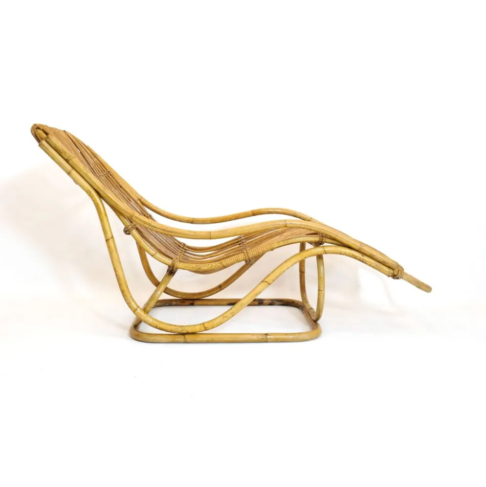 Chaise longue en rotin, Italie, années 60.