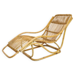 Chaise longue en rotin, Italie, années 60.