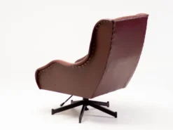 Chaise longue inclinable italienne des années 1950 en Naugahyde oxblood