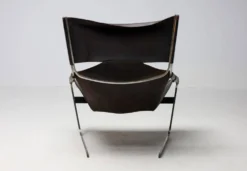 Chaise longue Pierre Paulin F444 en cuir noir - Tout original, Vintage