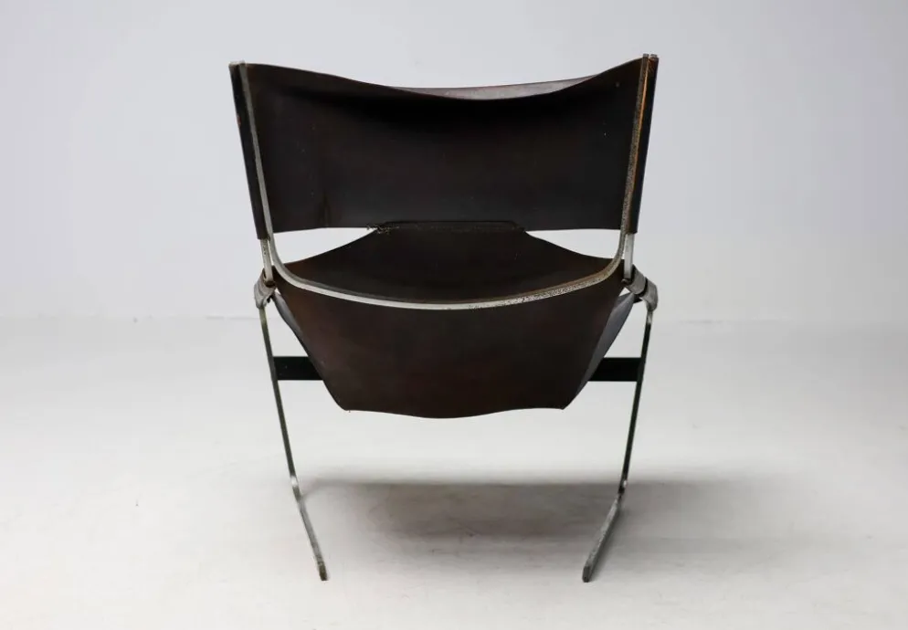 Chaise longue Pierre Paulin F444 en cuir noir - Tout original, Vintage