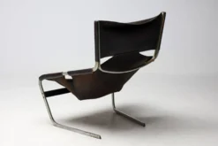 Chaise longue Pierre Paulin F444 en cuir noir - Tout original, Vintage