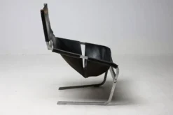 Chaise longue Pierre Paulin F444 en cuir noir - Tout original, Vintage
