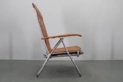 Chaise longue pliante italienne des années 1970 avec revêtement en similicuir