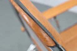 Chaise longue pliante italienne des années 1970 avec revêtement en similicuir