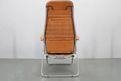 Chaise longue pliante italienne des années 1970 avec revêtement en similicuir