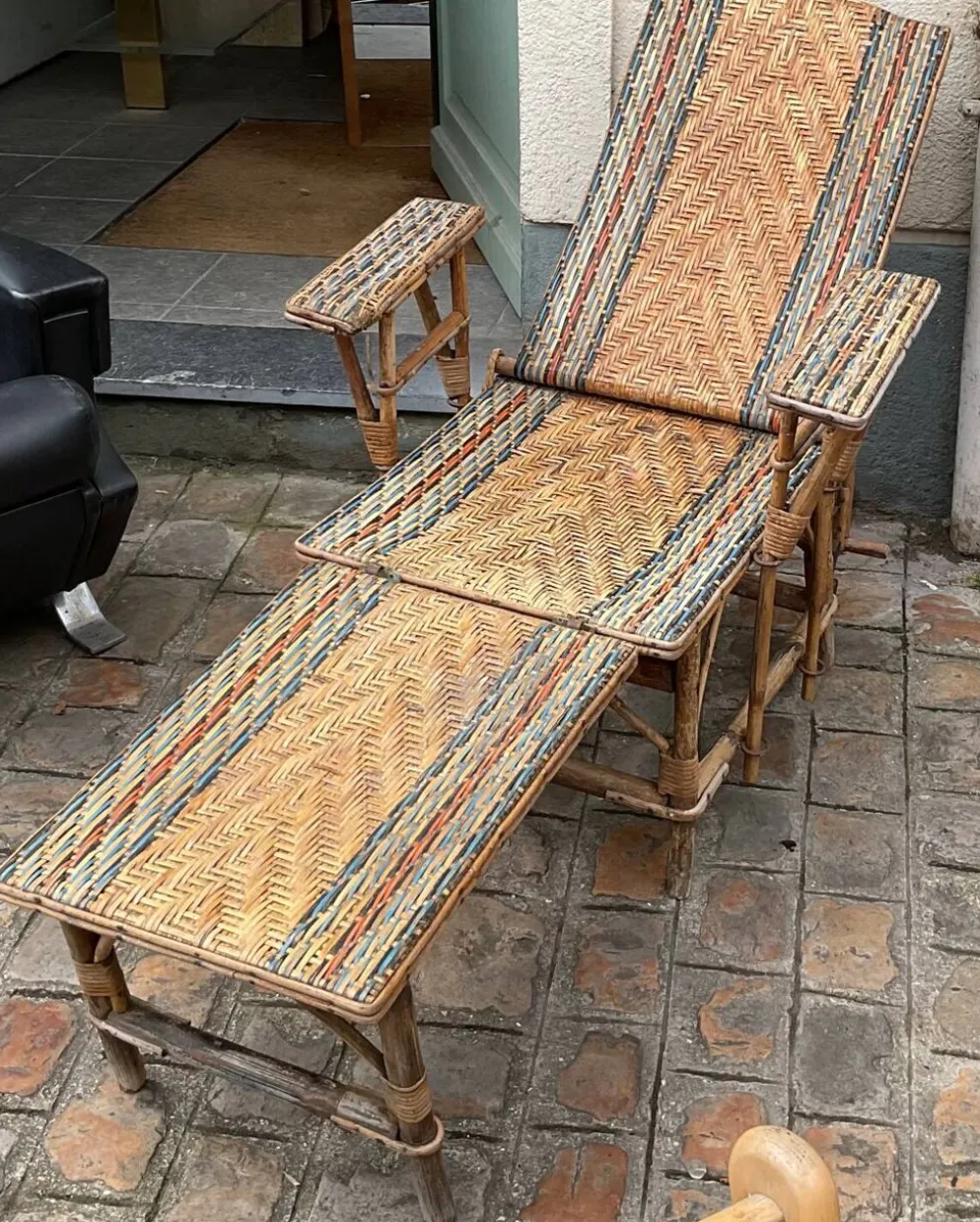 Chaise longue rotin 1910/1920