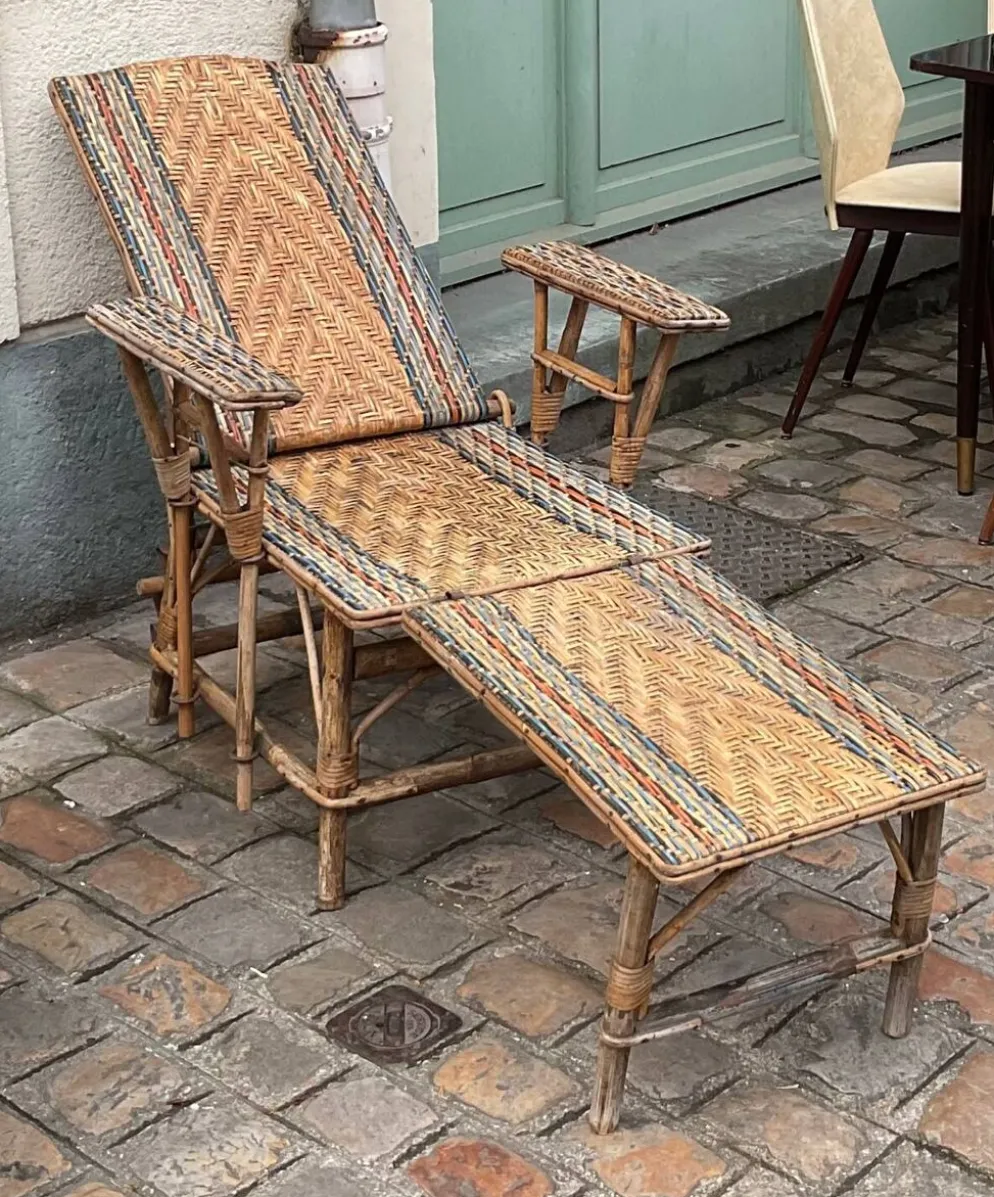 Chaise longue rotin 1910/1920