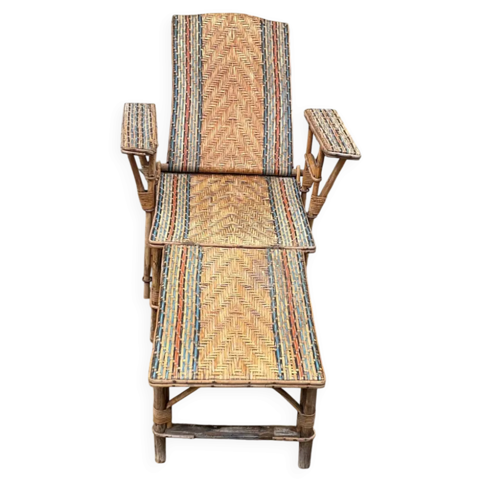 Chaise longue rotin 1910/1920