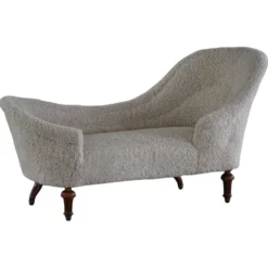 Chaise longue sculpturale danoise antique du XIXe siècle, réupholstérée en laine d'agneau