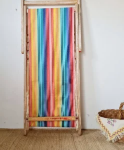 Chaise longue - Transat ancien tissu rayures