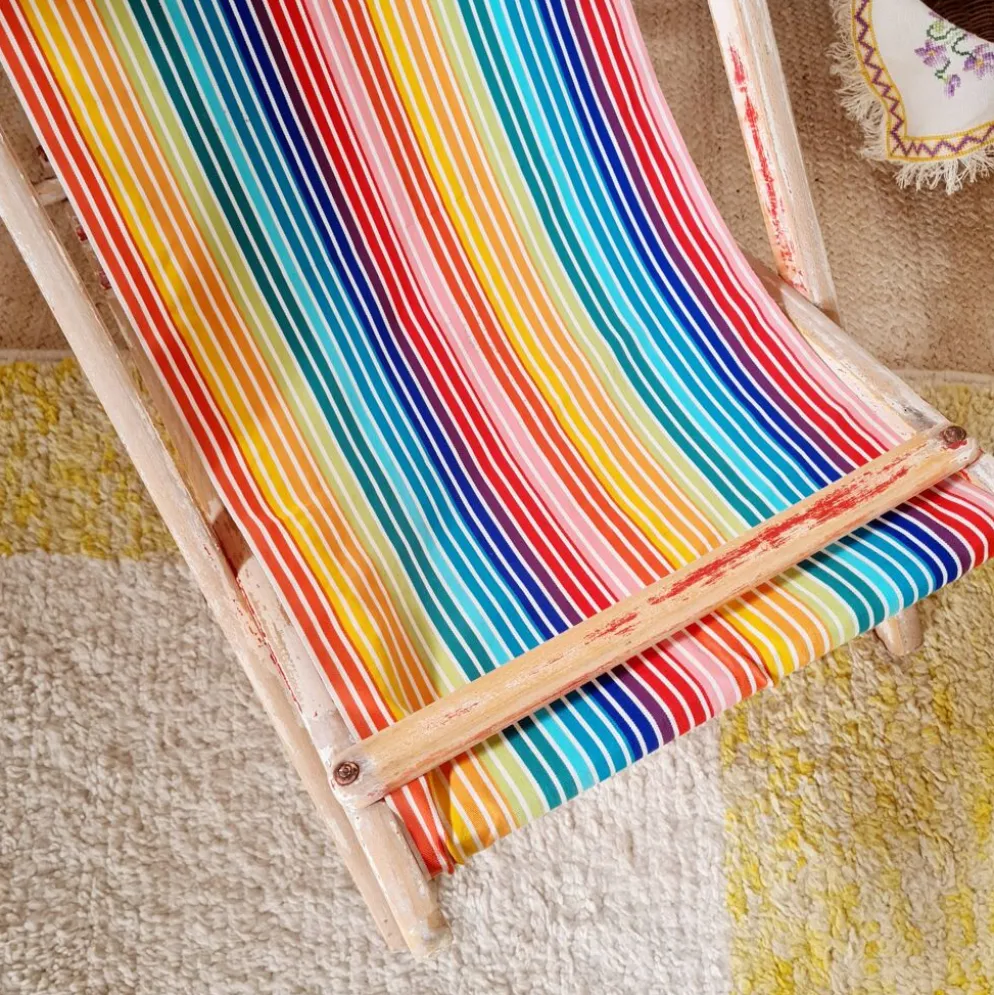 Chaise longue - Transat ancien tissu rayures