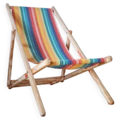 Chaise longue - Transat ancien tissu rayures