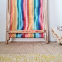 Chaise longue - Transat ancien tissu rayures