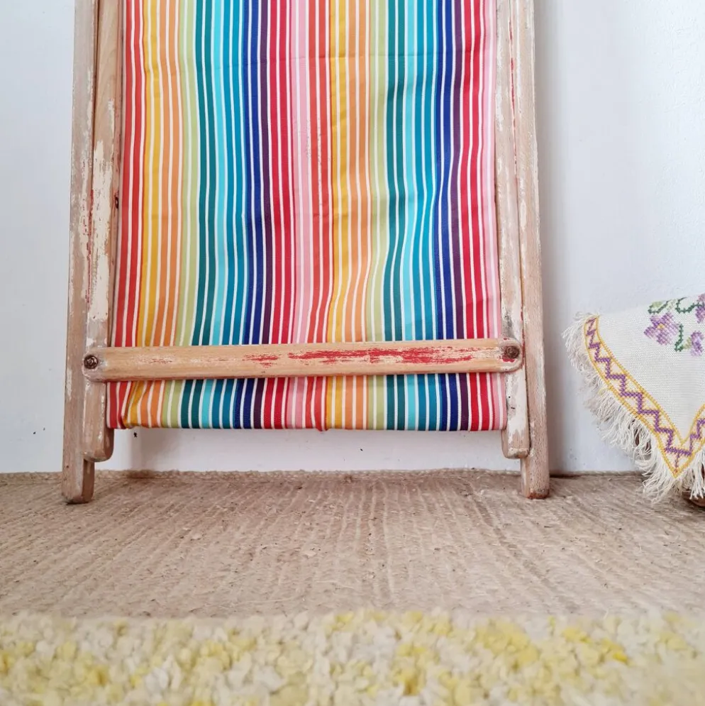 Chaise longue - Transat ancien tissu rayures