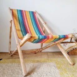 Chaise longue - Transat ancien tissu rayures
