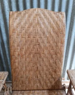 Chaise longue, transat en osier et rotin vintage