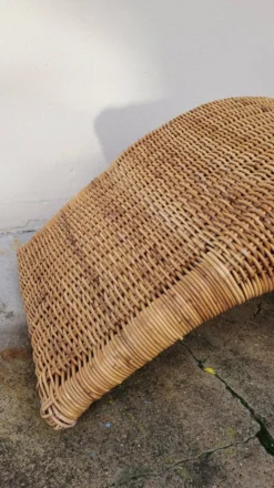 Chaise longue transat lit de repos en rotin vintage -1970s